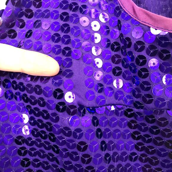 Claudine Bueche Sequin Dress 12 Scoop Neck Open Back Sleeveless Cocktail Purple - Picture 4 of 8